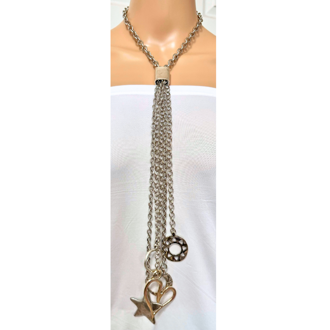 Collar Corbata plateada