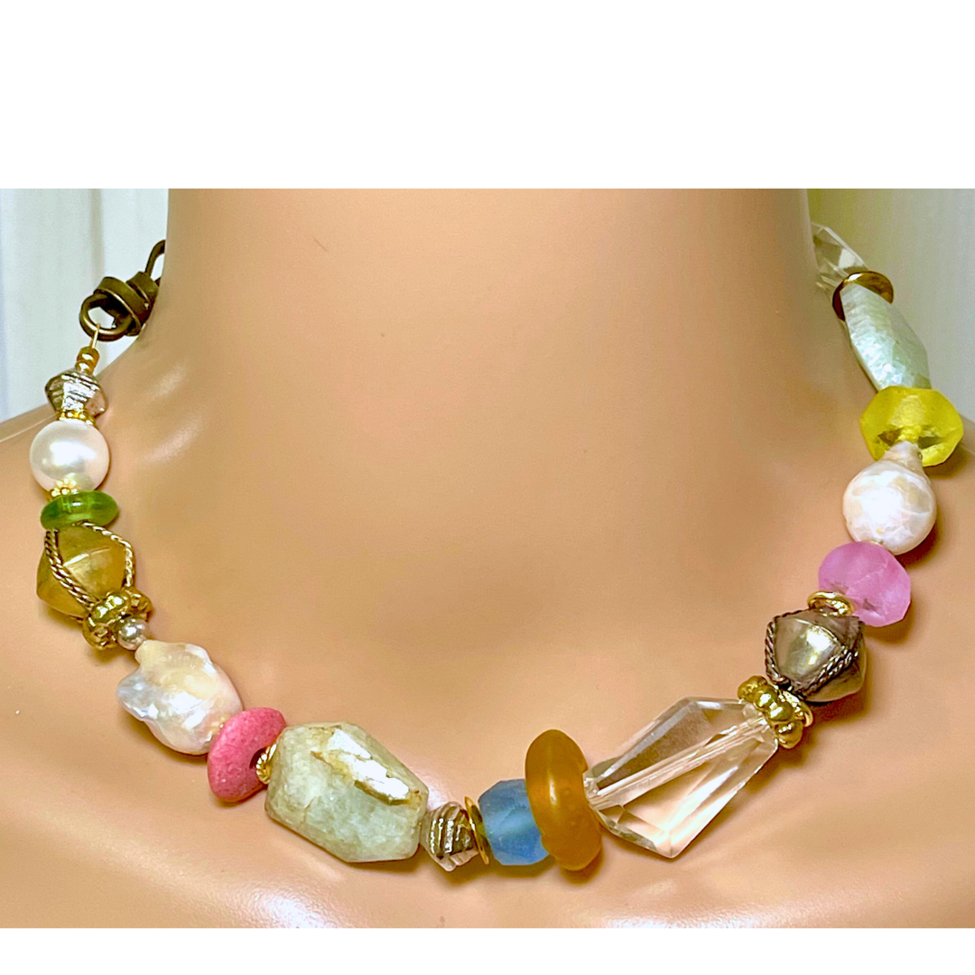 Collar Piedras y perlas