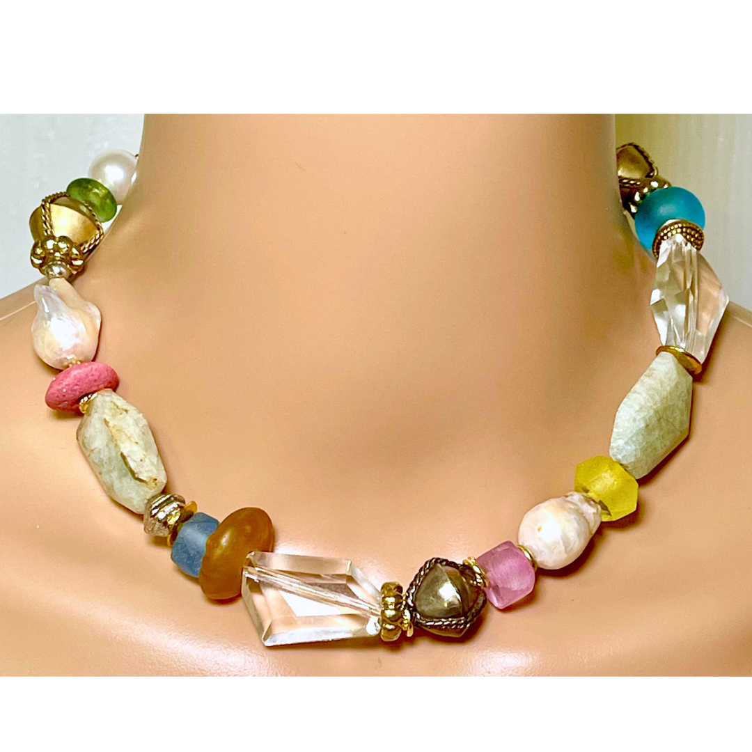 Collar Piedras y perlas
