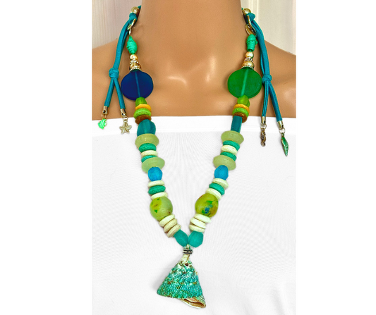 Collar Caracol turquesa